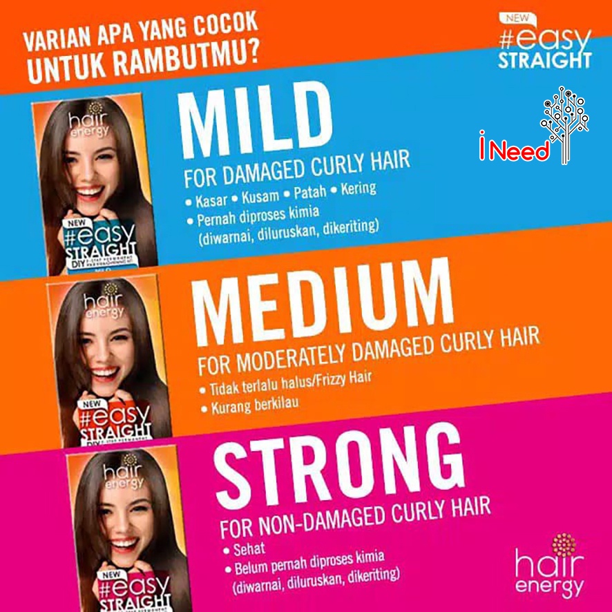 (INEED) (1PC 120ML) Makarizo Hair Energy Easy Straight 120 mL Pelurus Rambut (MILD-MEDIUM-STRONG)