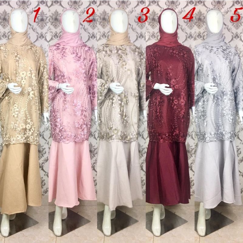 GAMIS DUYUNG MERMAID BAJU PESTA GAMIS MUSLIM BRUKAT TILE