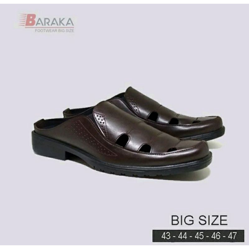 Bisa COD / Sandal Bustong Formal Pria Big Size 43-47 Sendal Slop Casual Exclusive Kulit Bapak2 Coklat Jumbo Size Besar,43