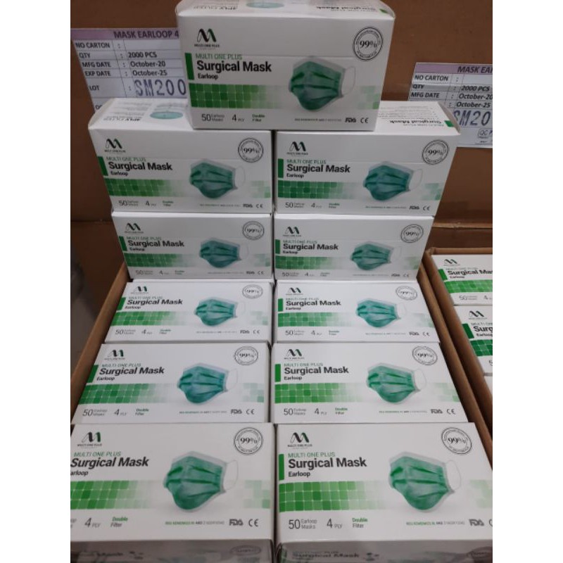 Surgical Mask Premium Earloop 4ply Multi One Plus