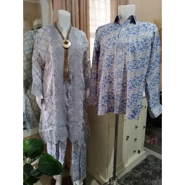 AIRA BATIK_ Couple Outer Lace Rok Lilit Dan Kemeja Tricot Bahan Viscose