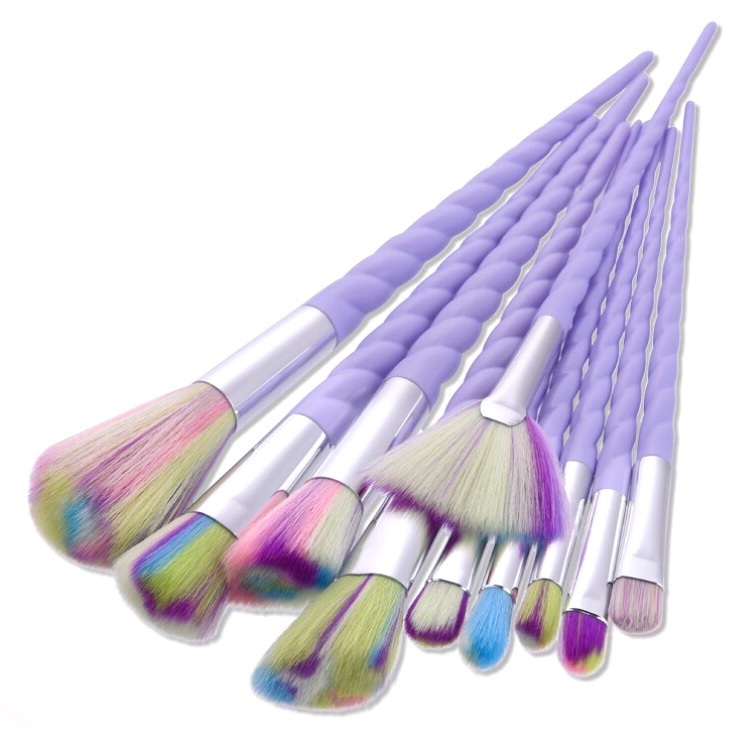 Kuas Kecantikan 10 Set - Alat Make Up Set isi 10 Brush Unicorn Purple / F080 Brush Make up Set