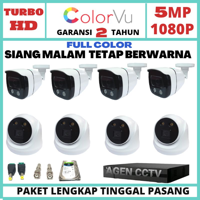 PAKET CCTV COLORVU AUDIO 8 CHANNEL 8 KAMERA LENSA 5MP 1080P IR SONY XMORE TURBO HD