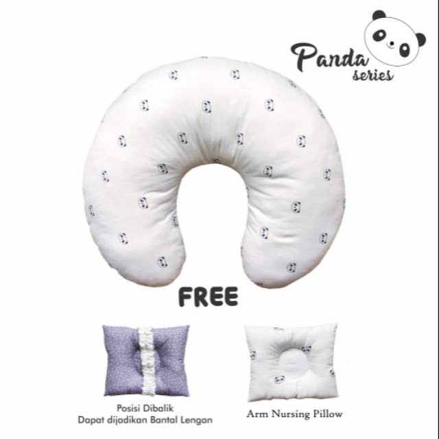 Omiland Nursing Pillow Bantal Menyusui + Free Bantal Lengan Peang Panda Series - OWB 1141