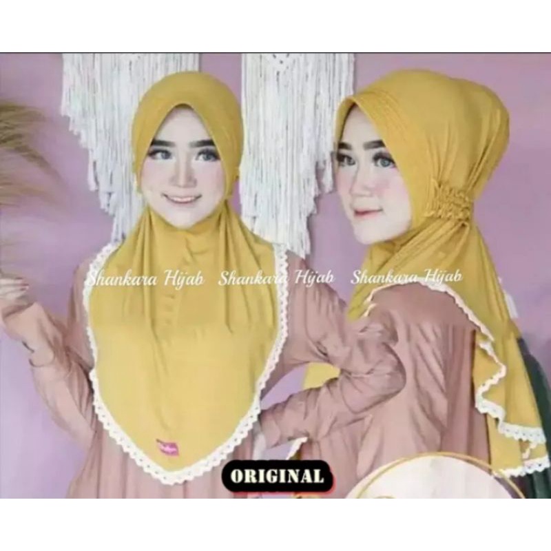Hijab/ Jilbab Instan Jersey Serut Renda / Model Bergo Terbaru Termurah dan Terlaris 2020