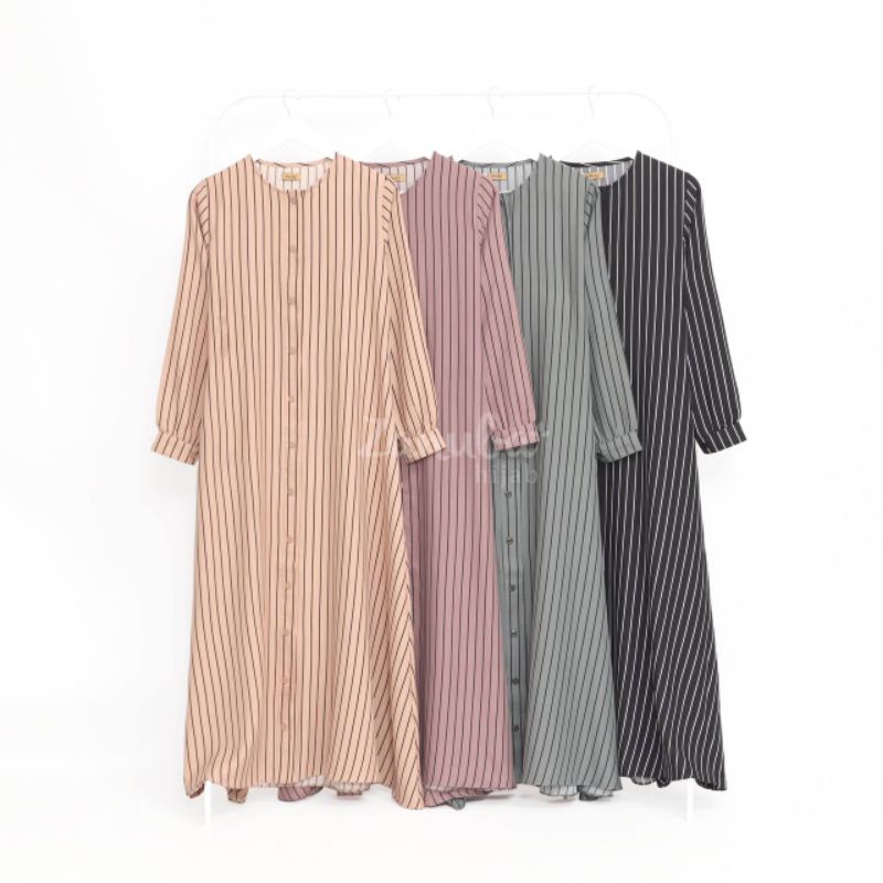 Stripe Button Set By Zanuba Hijab (Gamis Set Khinar Syari) Size S
