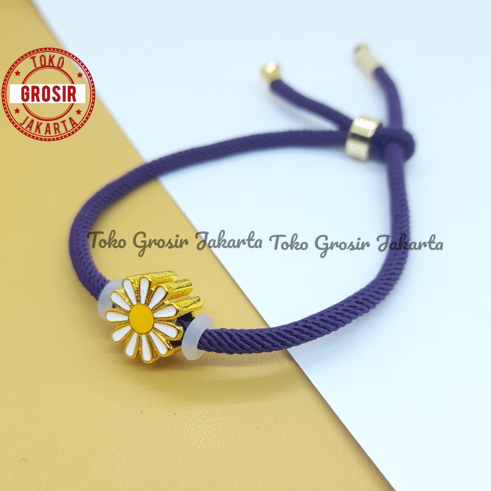 Gelang Tali Serut Liontin Bunga Matahari Gelang Tali Serut Adjustable