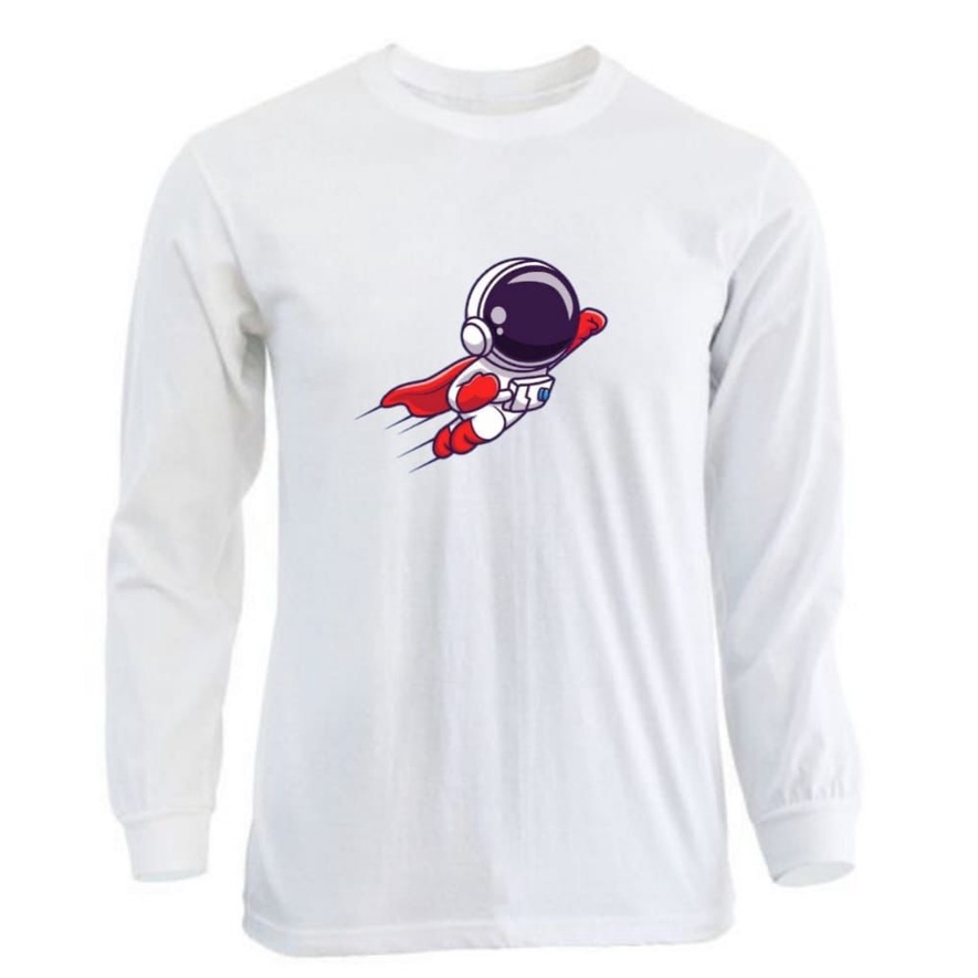 Noveli wear - Kaos distro Astronot 001 lengan panjang rib | kaos lengan panjang kaos murah dewasa pria wanita oversize jumbo