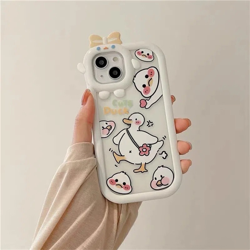 Soft Case Pelindung Lensa Kamera Motif Bebek Bahan TPU Anti Jatuh Untuk iPhone 14 13 12 11 Pro Max X Xr Xs Max 7 8 6 6s Plus SE 2020