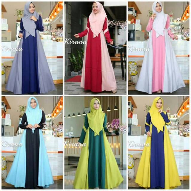 KIRANNA SET GAMIS SYAR'I SUPER JUMBO by RAYHANUN LD 90 sampai ld 130 140 150 160 170 180