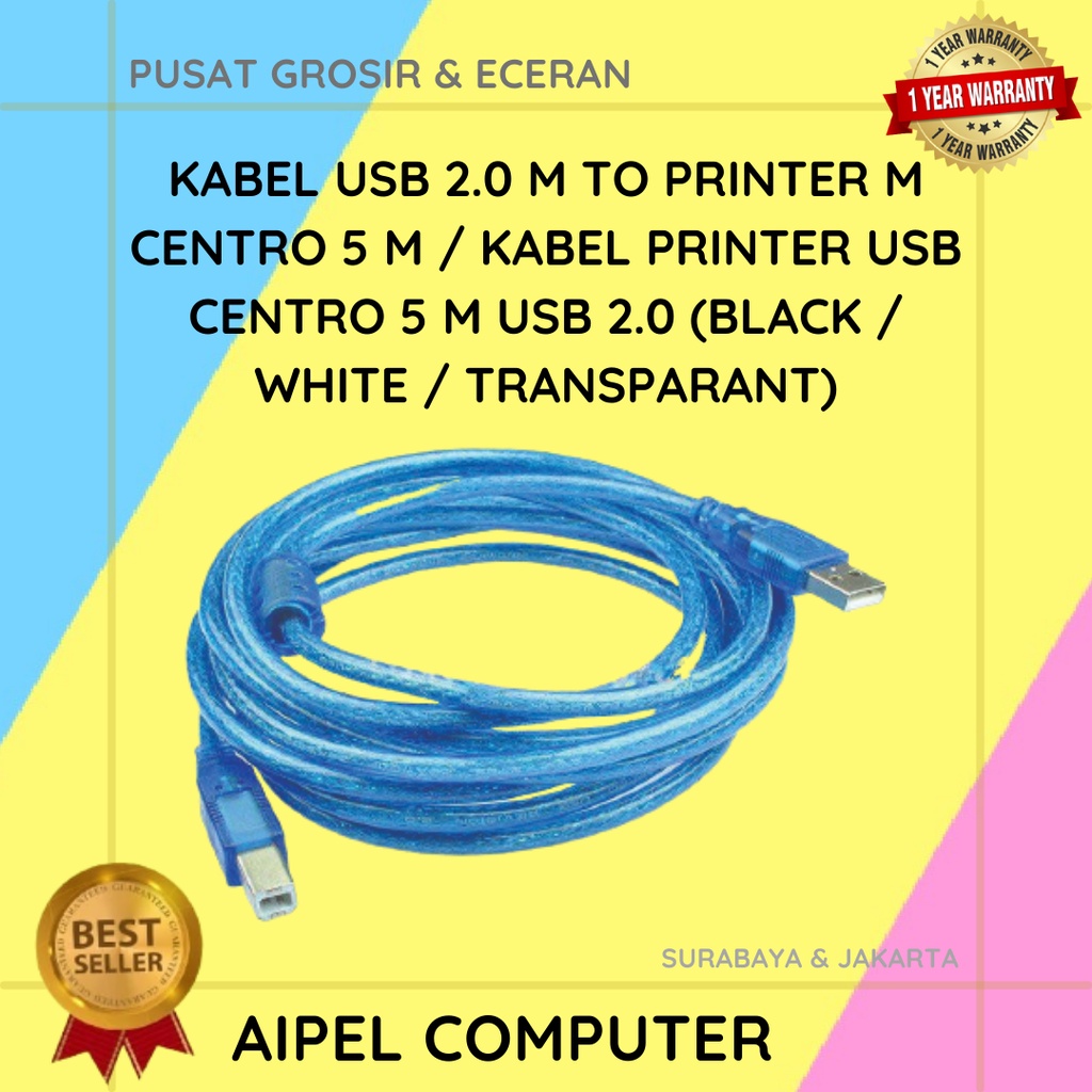 ABC5 | KABEL USB 2.0 MALE TO PRINTER MALE CENTROO 5 M / KABEL PRINTER USB CENTROO 3 M USB 2.0