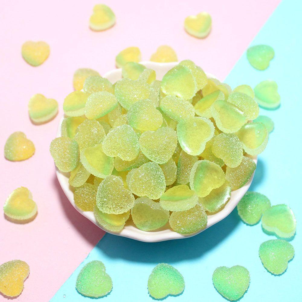 Agustina Dekorasi Lucu Bentuk Hati Scrapbooking Permen Palsu Cabochon Flatback Simulasi Hiasan Makanan