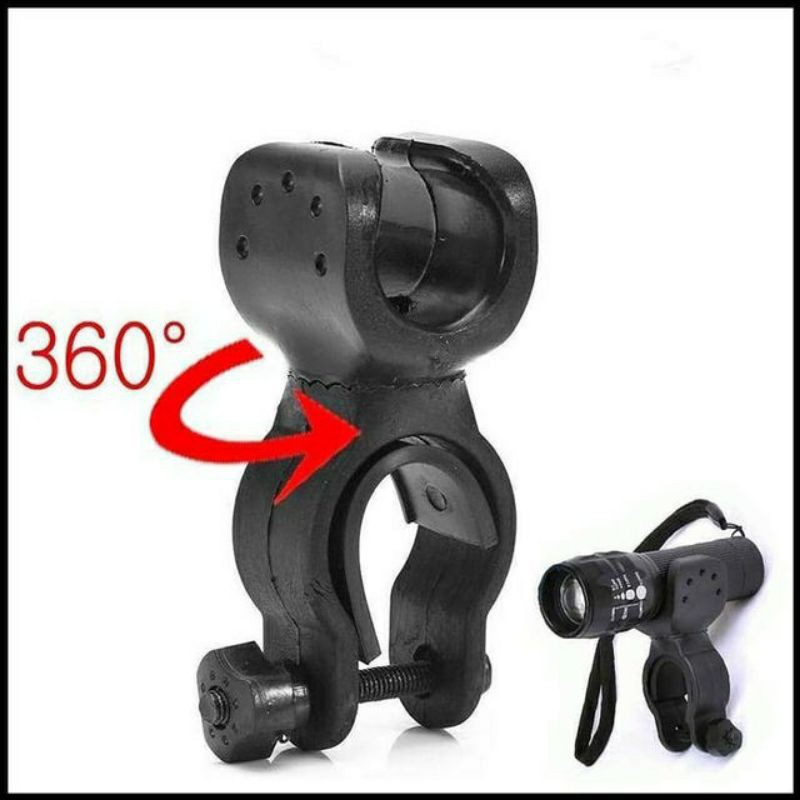 Bracket holder senter sepeda clamp lampu police mounting 360
