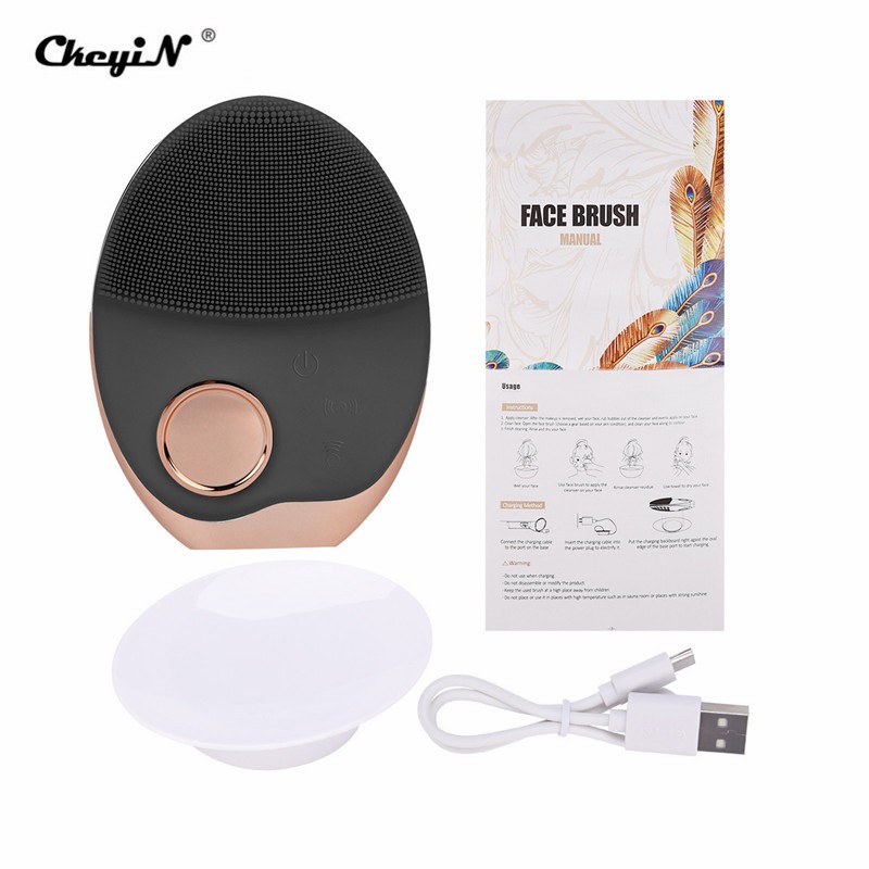 

CkeyiN Brush Pembersih Wajah Ultrasonik Bahan Silikon dengan Lampu LED