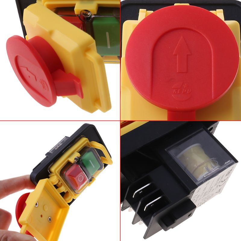 Gro KJD12 250V 4Pin Waterproof Start Stop No Volt Release Pushbutton Switch