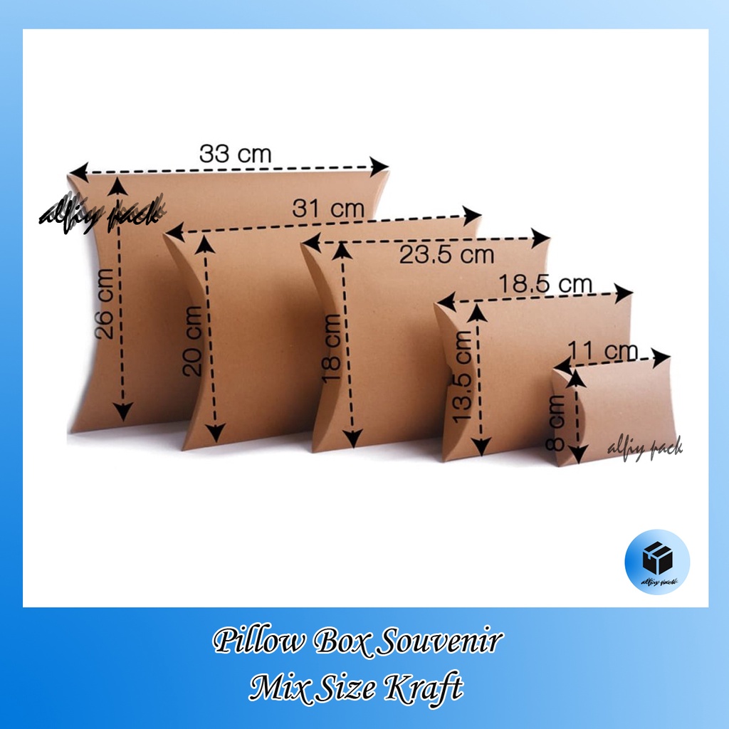 

1pack isi 10/50 pcs PILLOW BOX MIX UKURAN 11x8x3cm / 13x18x4cm / 23x18x5cm / 31x20x6cm / 33x26x8cm KOTAK PACKAGING SOUVENIR AKSESORIS KADO GIFT BOX PACKING