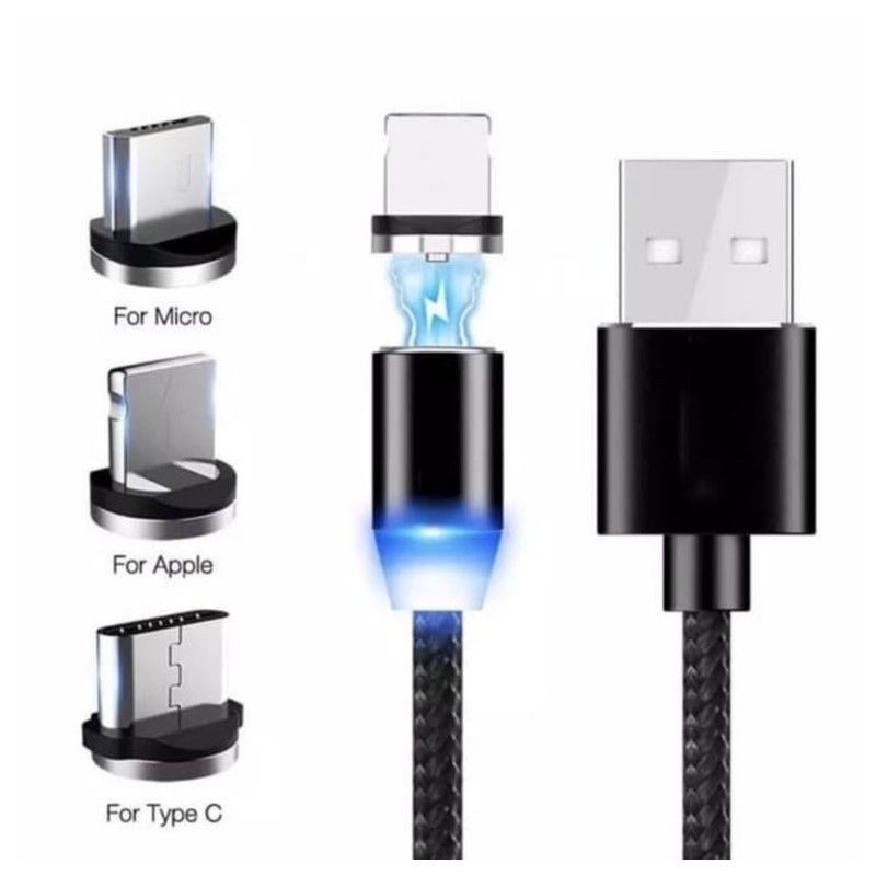 KABEL DATA FAST CHARGER MAGNET 3IN 1 NYLON TALI SEPATU FAST CHARGING