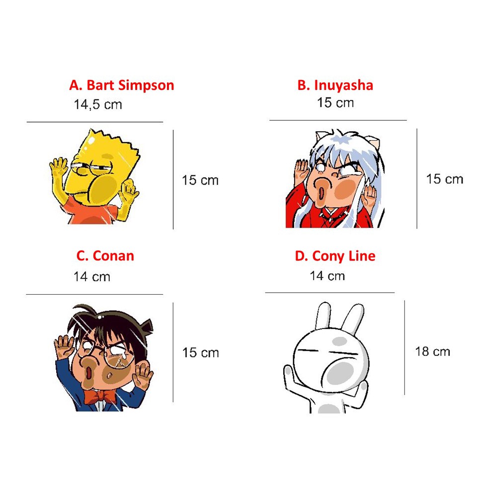 Sticker Hit Glass Motif Simpson Inuyasha Conan Cony Stiker Tabrak Kaca Mobil Motor Laptop Kartun