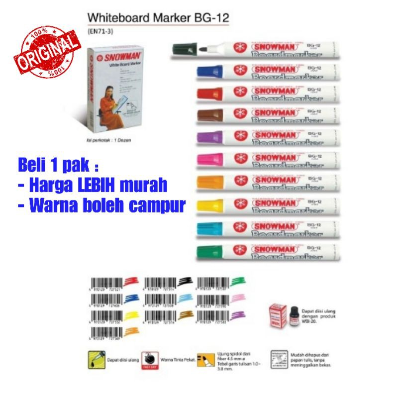 

Spidol Whiteboard / Board Marker Snowman (Pcs)