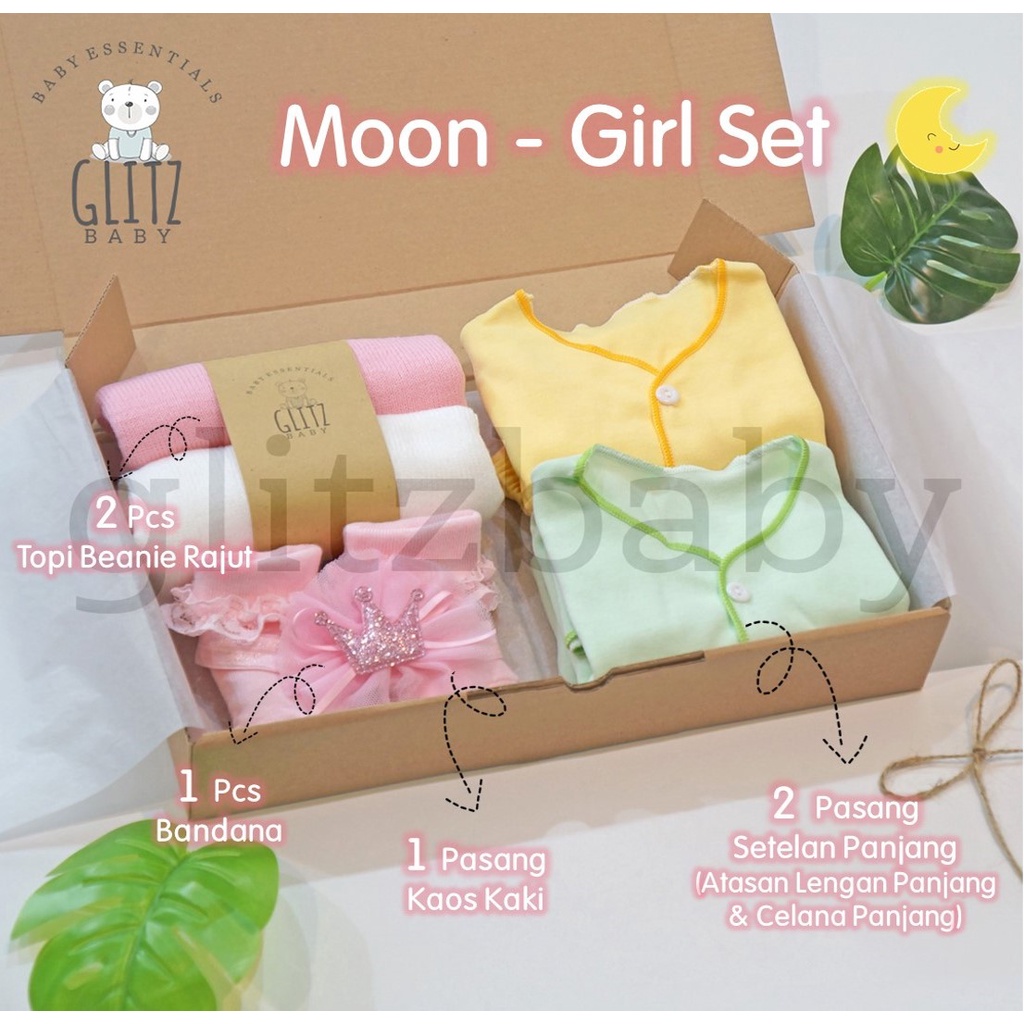 Hampers Bayi Kado Lahiran Newborn Gift Set - Glitz Baby Glitzaksesoris-Moon - Girl Set