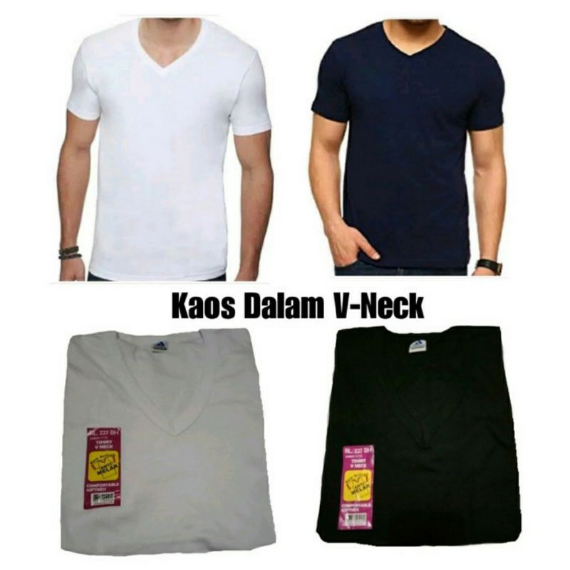 Kaos oblong pria V- neck T- shirt