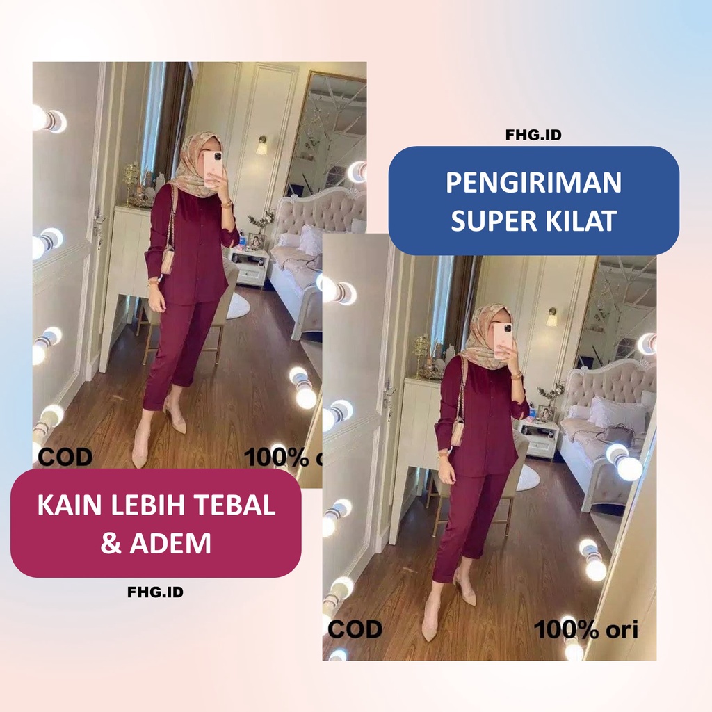 Setelan Kemeja Wanita Kerja Formal One Set Adem Ori Premium Nabila Salsabila High Quality Polos Korean Style Busui Kekinian  Jumbo Lengan Panjang Kekinian Terbaru Casual Elegan Grosir Import Premium Ld 125 Ld 130 Ld 140 Remaja Style Hijab sk0001-8