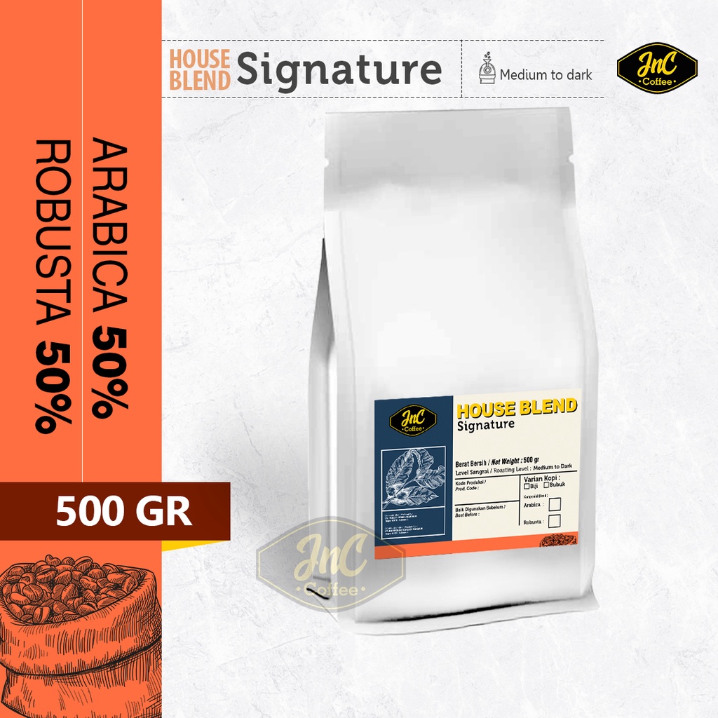 

JnC House Blend Signature 500 Gr 50% Biji Kopi Arabica 50% Robusta