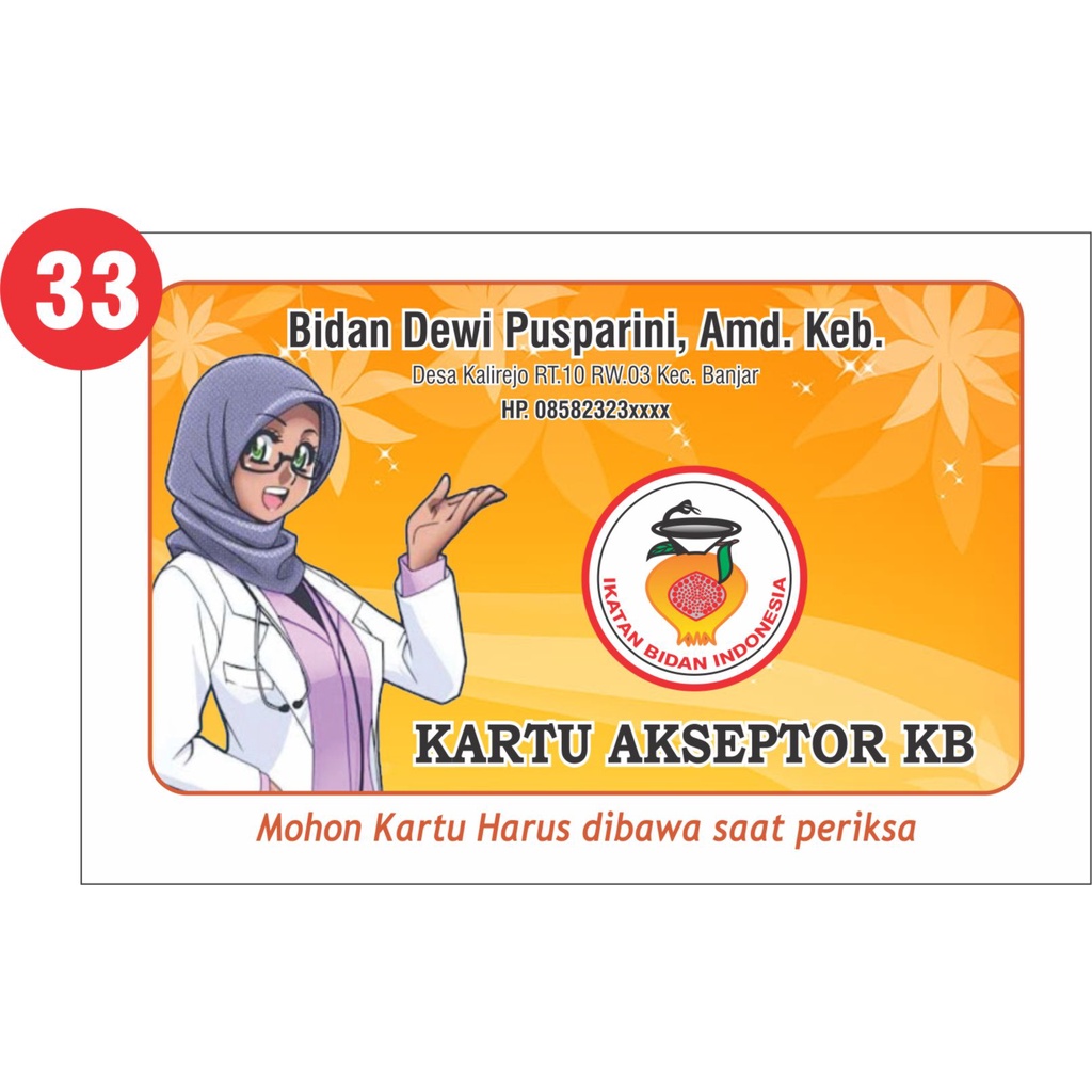 Kartu Akseptor KB Lipat 3 , Kartu KB Lipat 3 (isi 100 lbr)