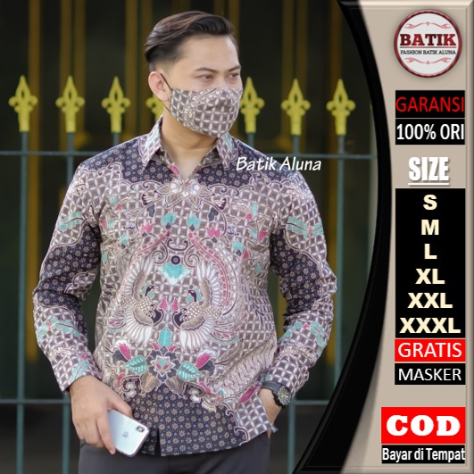 Batik pria lengan panjang Kemeja Atasan Baju batik pria laki laki lengan panjang premium cowok solo