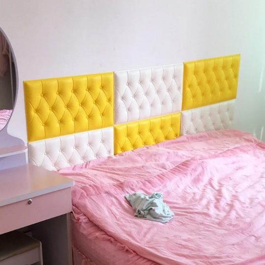 TERLARIS!!!! Wallpaper 3D Foam Headboard Bed Wall Stiker Wallfoam Dinding Warna Putih Pink Coklat