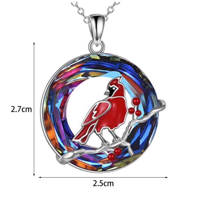 Fancyqube Kalung Sterling Silver Hias Kristal Biru Untuk Wanita