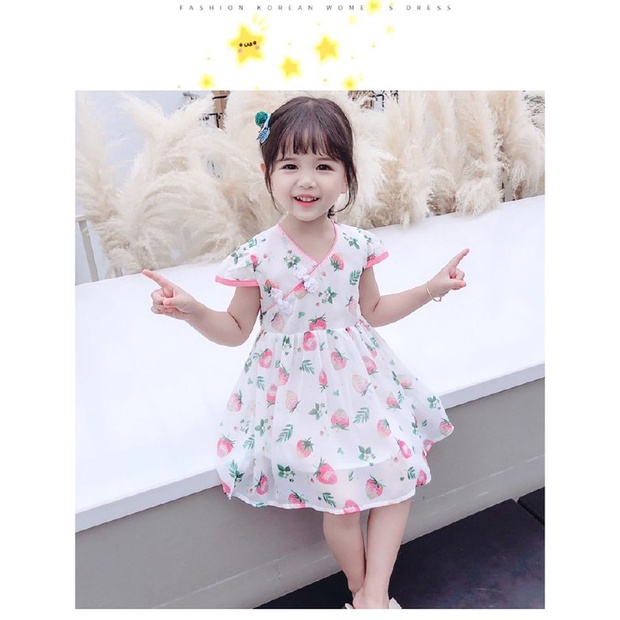 Promo !! Dress anak perempuan import/ dress cute/ Dress strawberry tiffany girl  uk 1-2th