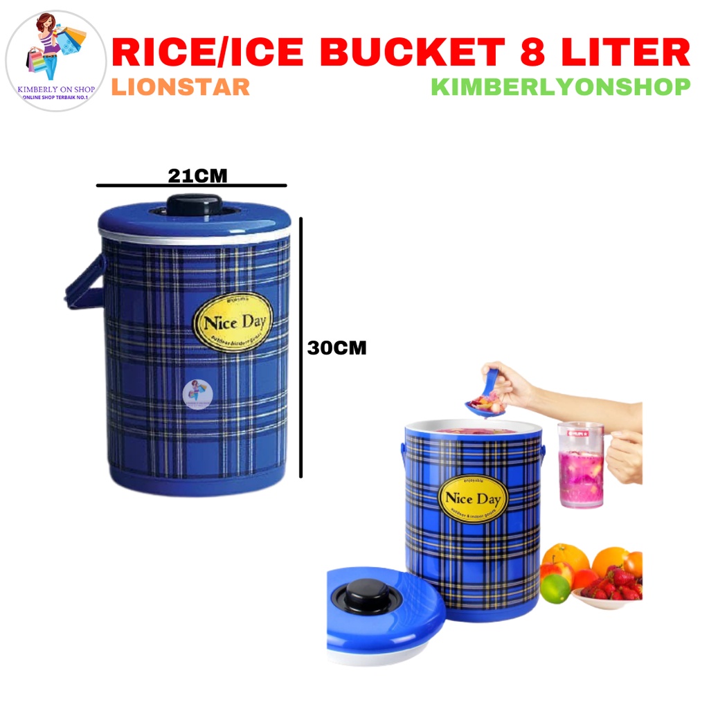 Kimberlyonshop Termos nasi dan es / Rice &amp; Ice bucket 8 liter Lion Star