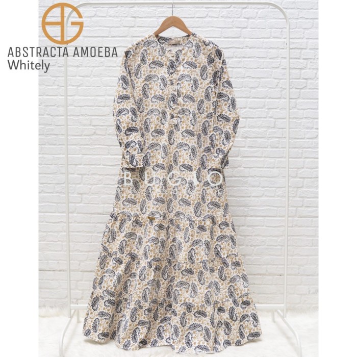 PREMIUM ABSTRACTA AMOEBA ORI BUGIO DRESS GAMIS MOTIF ABSTRAK BAHAN CORDUROY - WHITELY, M