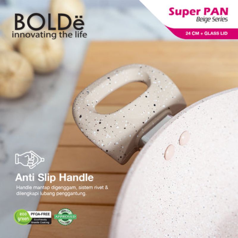 Super PAN Ear Wok ( Wajan ) 24 cm + Glass Lid Beige Original BOLDe