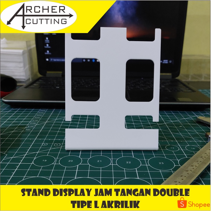 STAND DUDUKAN DISPLAY JAM TANGAN HANTARAN DOUBLE COUPLE TIPE L  AKRILIK