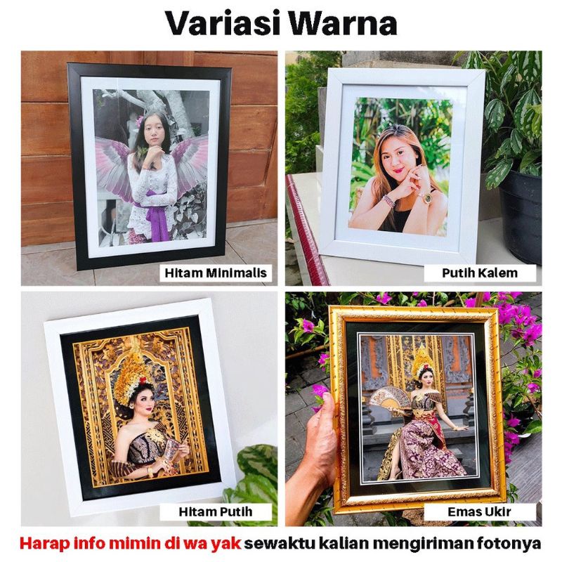 Cetak Foto + Bingkai Kaca 10R /20x25 cm Minimalis dan Motif Ukir