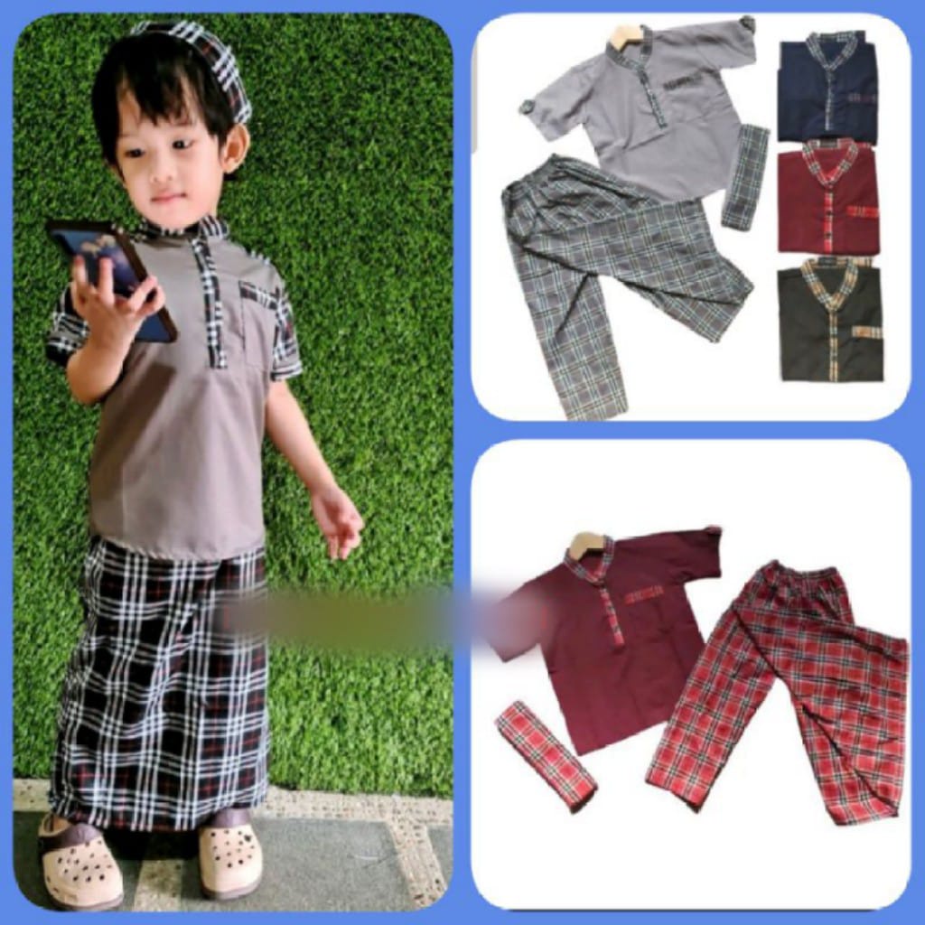 Baju Koko Sarkoci Anak 1-9 Thn  (Setelan Baju,Sarung,Koko,Peci) Termurah