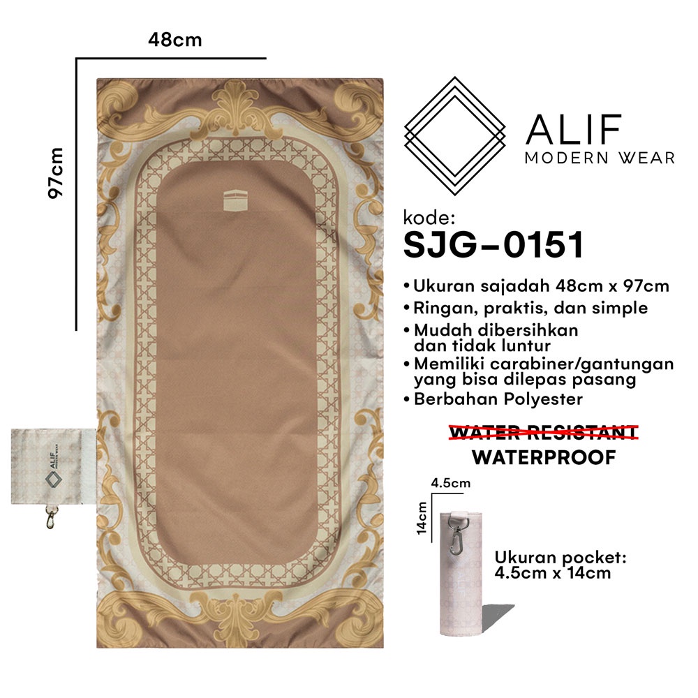 ALIF SAJADAH GENGGAM TRAVEL / SAKU / PORTABLE / WATERPROOF ( ALIF MODERN WEAR SJG-0151 )