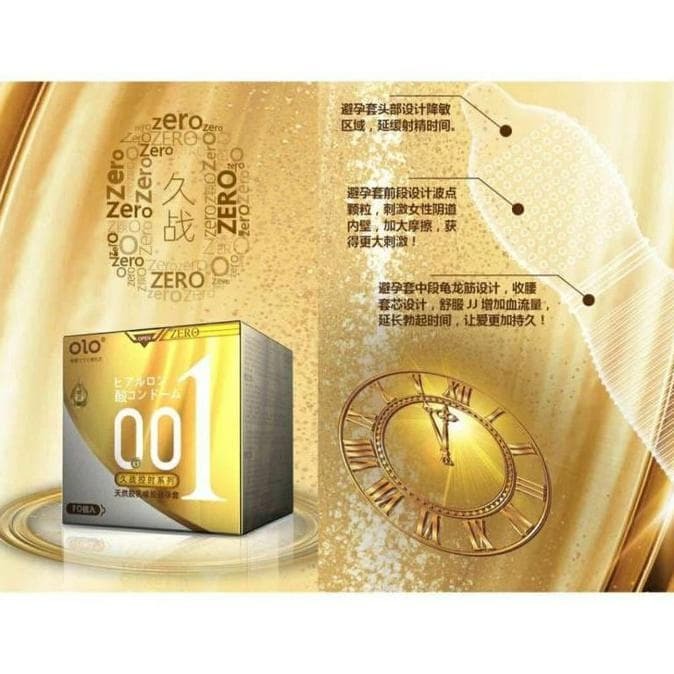 (NCS) GROSIR COD OLO GOLD EMAS Kondom Super Tipis 0,01 Ultra Thin Condom 0.01 Bergerigi Berduri Dotted