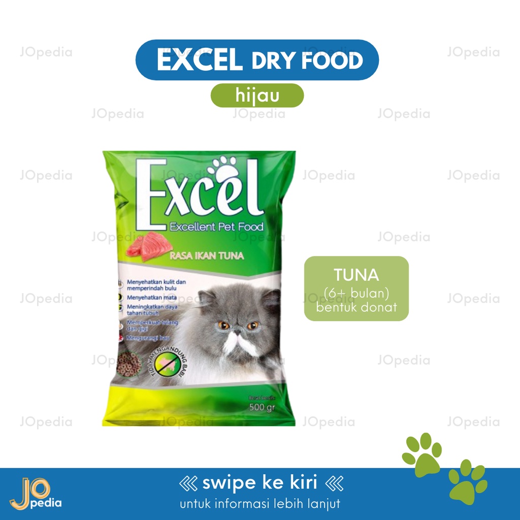 EXCEL Makanan Kucing Kering Dry Cat Food Kibble Adult Kitten 500gr