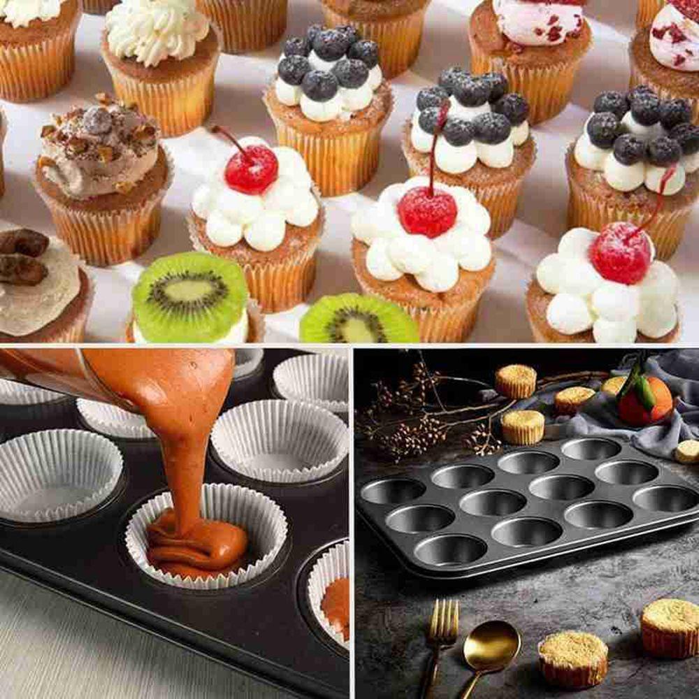 [Elegan] Cupcake Baking Tray Carbon Steel Loyang Cupcake Bulat Baking Dish Loyang Anti Lengket