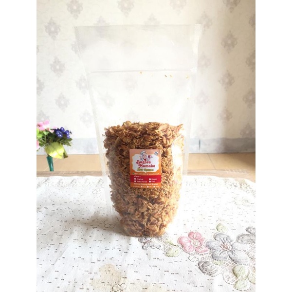 

Bagore mamake kemasan pouch 250gr (bawang goreng asli Brebes)