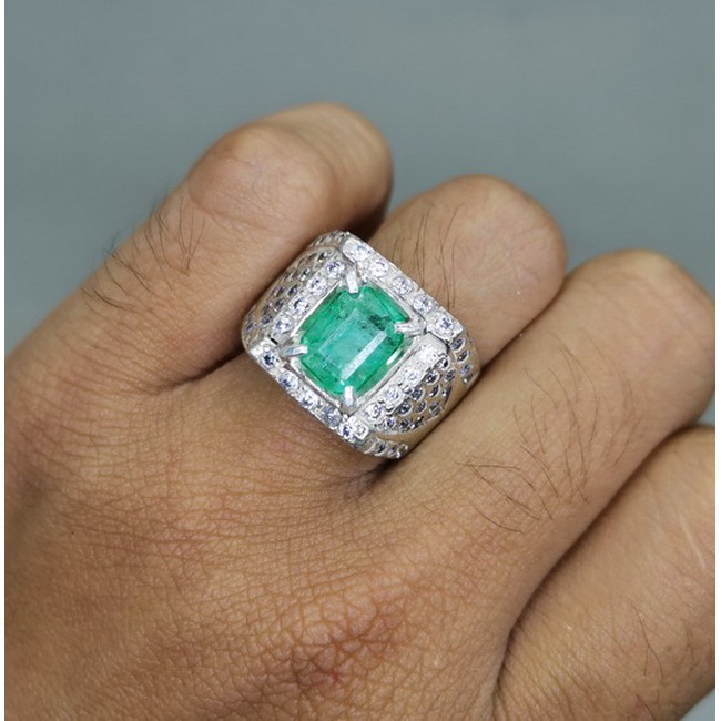 Batu Cincin Permata Asli Zamrud kolombia Bersertifikat