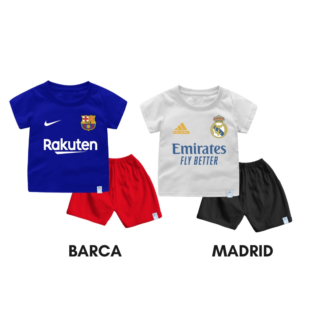 Setelan Kaos Bola Club Eropa Untuk Anak dan Bayi Bahan Katun Combed 30s Lembut dan Nyaman Dipakai