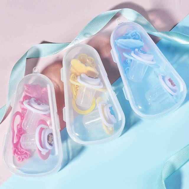 Empeng Bayi 6 12 bulan  Gepeng 3in1 SILICONE &amp; GANTUNGAN DOT - Set Empeng Bayi dengan Baby Pacifier Box Plastik chn