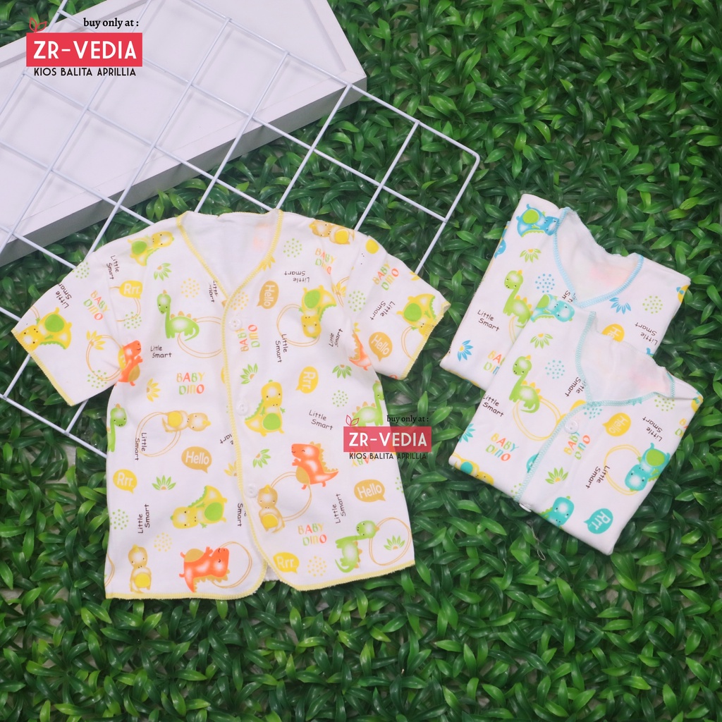 (ISI 6-12 PC) Atasan Kancing STANDAR SNI Lengan Pendek uk Baby New Born / Baju Tidur Branded Kaos Laki Perempuan