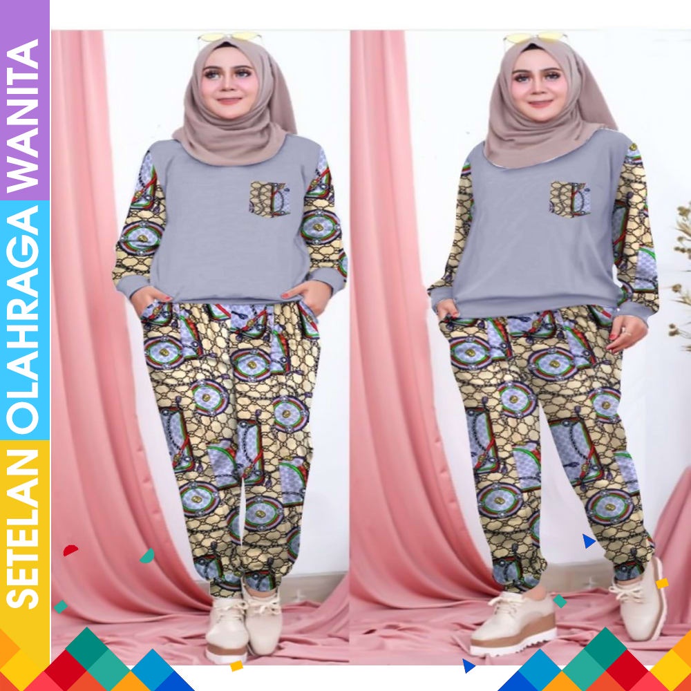 Setelan baju senam olahraga muslim panjang merah hitam baju senam muslim baju senam aerobik BAJU S