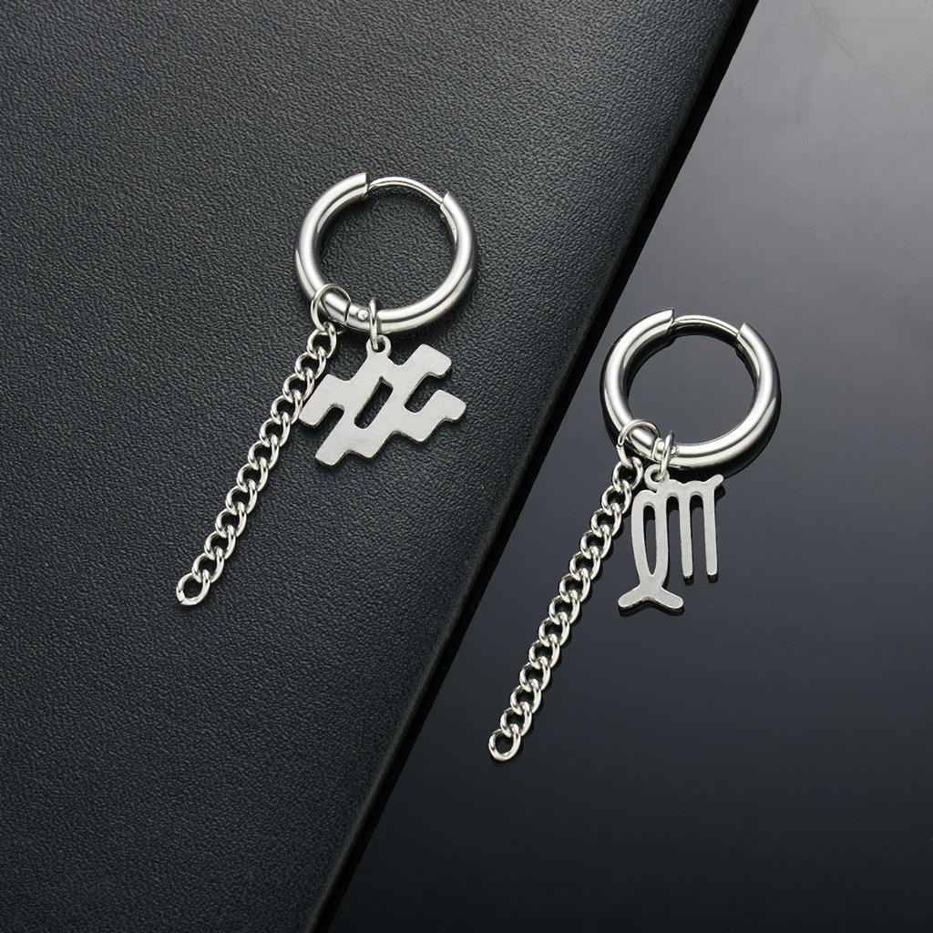 Anting Rantai Bahan Stainless Steel Gaya Hip Hop Punk Untuk Pria