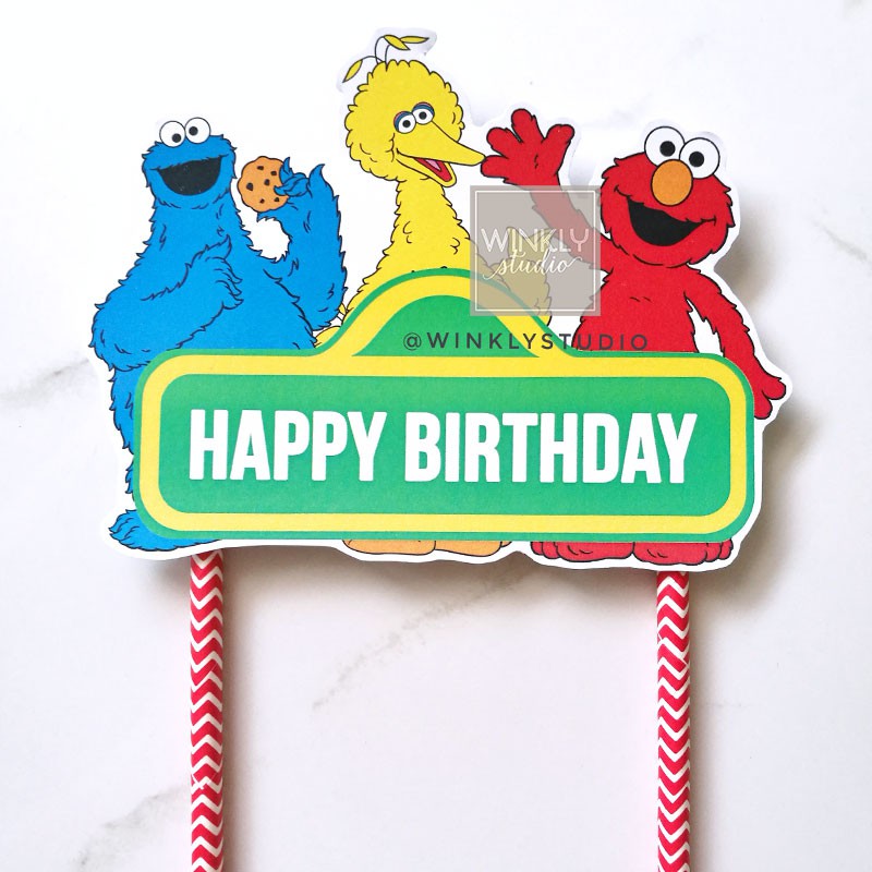 Big Cake Topper Elmo Ready / Sesame Street Topper Kue Tart / Hiasan Kue Ulang Tahun Cookie Monster